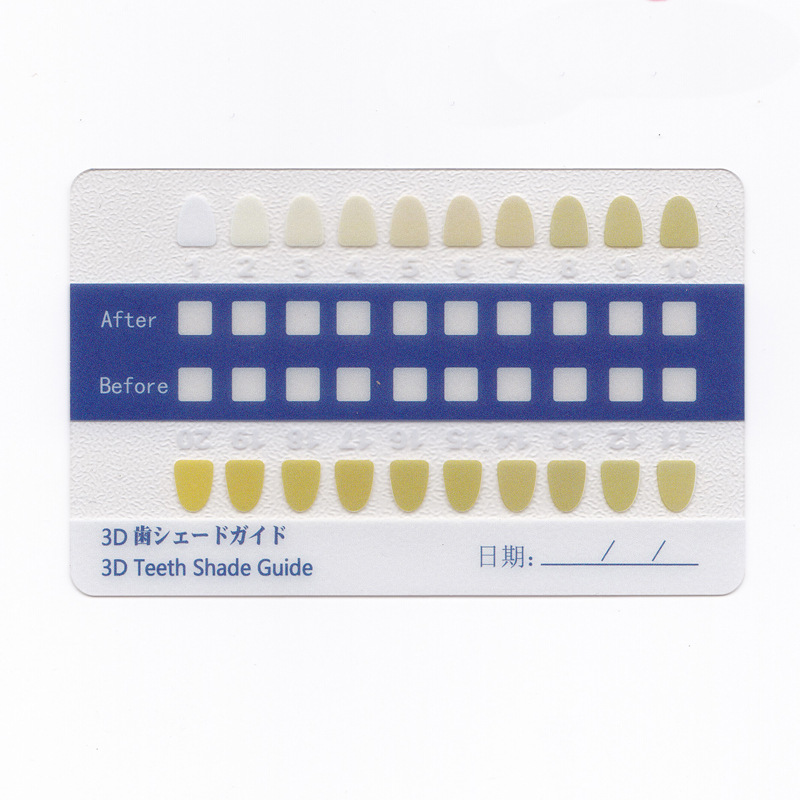 Tooth color card PVC strip color card tooth color contrast card PVC frosted tooth color card