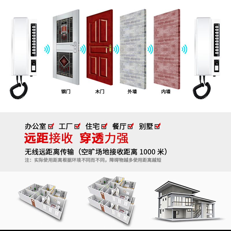 Wireless Intercom Telephone Two-Way Voice Call Inner Line Pager Office Hotel Secretary Internal Telephone