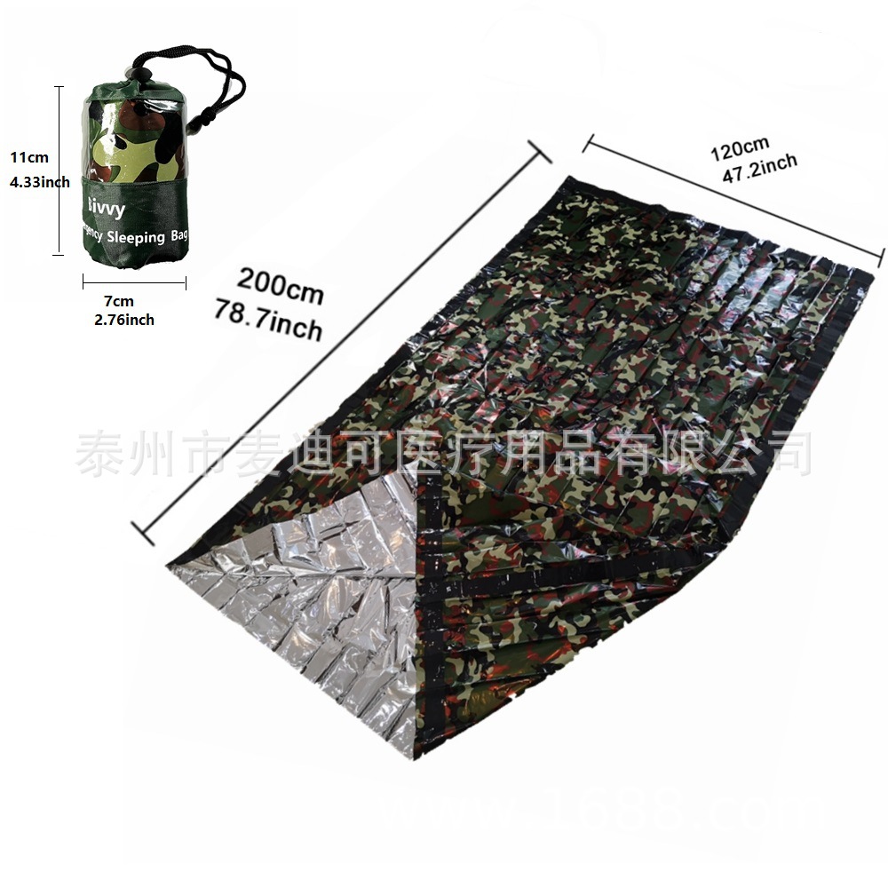 Amazon's Best-Selling 560,000-Plus Orange Pe Emergency Sleeping Bag and Green Camouflage Emergency Sleeping Bag