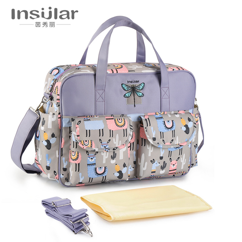 Yinxiuli Waterproof Nylon Printed Shoulder Mom Bag Crossbody Portable Mother and Baby Bag Large Capacity Mommy Bag Cross-Border