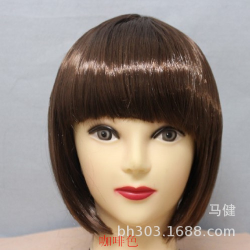 BOBO head student hair bobo BOBO head wig set children's colorful wig set with neat bangs ball wig