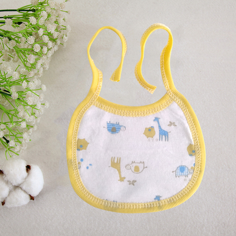 Baby Absorbent Bib with Semi-Circular Tie, Cartoon Bib, Double-Layer Pure Cotton Drool Towel, Double-Layer Thickened