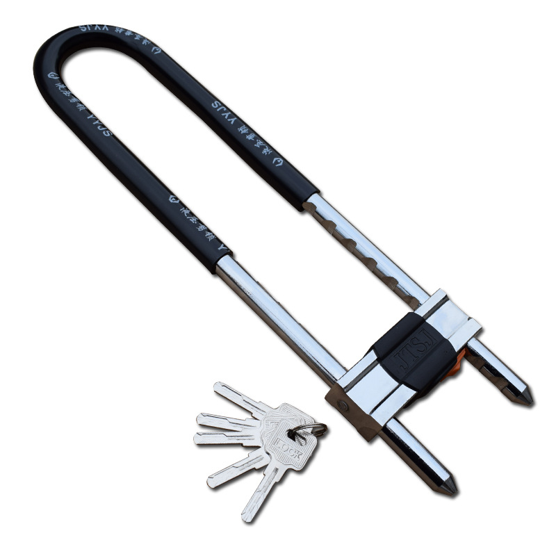 Glass Door Lock U-Shaped Lock Shop Door Mortise Lock Double Door Anti-Theft Lock Household Extended U-Shaped Lock Electric Motorcycle Lock