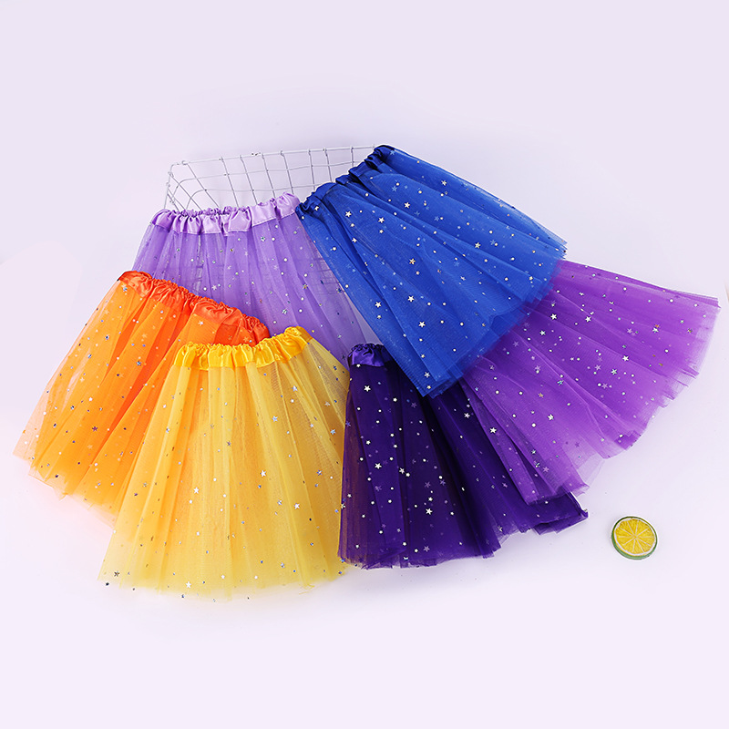 2025 New Candy Color Children's Puff Skirt Children's Day Performance Clothes Mesh Skirt Sequined Foreign Trade Hot Selling