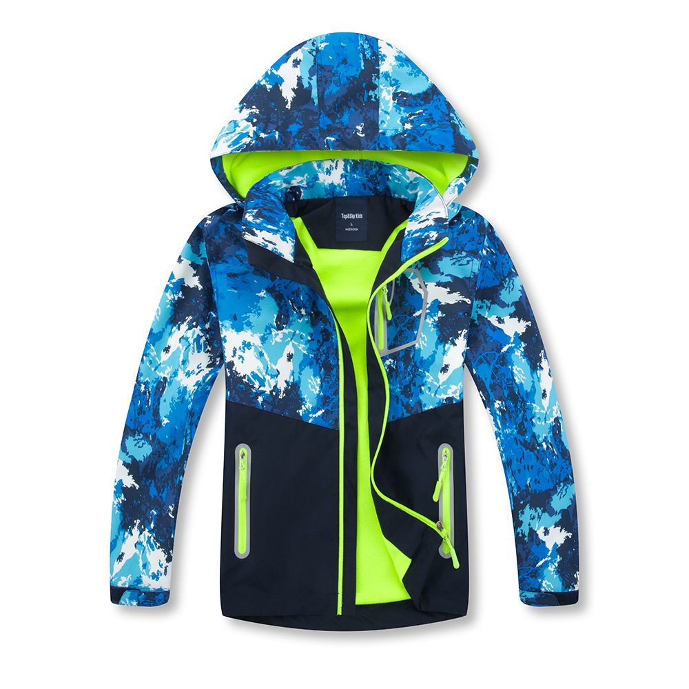 2024 Men's and Women's Medium and Large Children's Outwears, Windbreaker Jackets, Color-Blocked Camouflage Zipper Shirts, Waterproof and Breathable Outdoor Children's Jackets