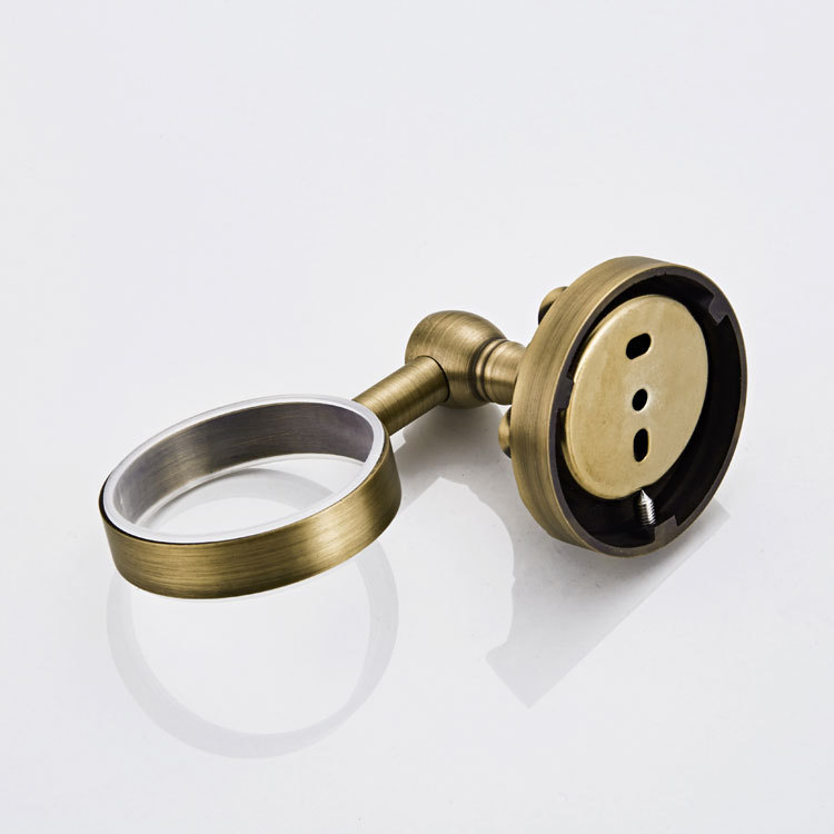Ou Bei Sanitary Ware Factory Wholesale Antique Bronze Embossed Round Chassis Ceramic Cup Gargle Cup Single Cup Holder Bathroom Hardware