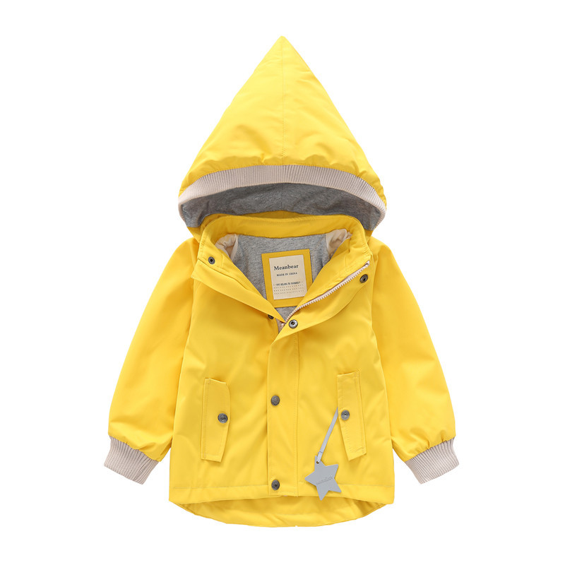 Meanbear boys' and girls' windbreaker children's jacket windproof and rainproof coat hat detachable cute western style