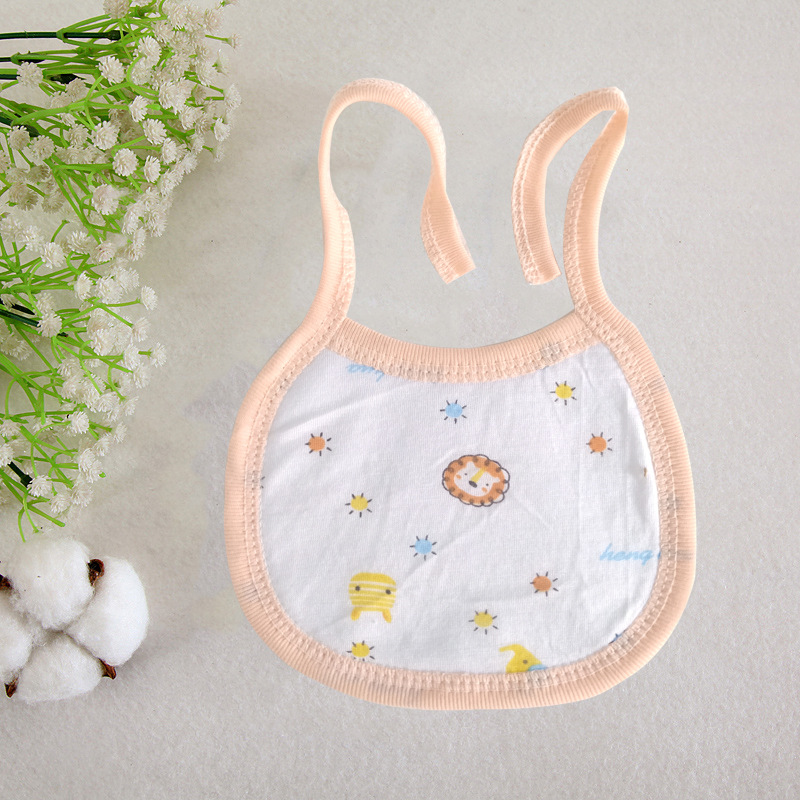 Baby Absorbent Bib with Semi-Circular Tie, Cartoon Bib, Double-Layer Pure Cotton Drool Towel, Double-Layer Thickened