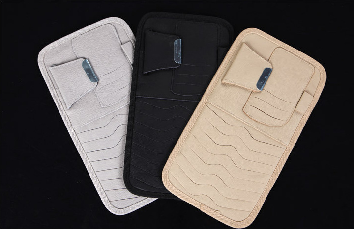 Car Multifunctional Cd Bag Car Car Cd Popular Genuine Leather Sunshade Cd Bag Micro Business Hot Model Wholesale