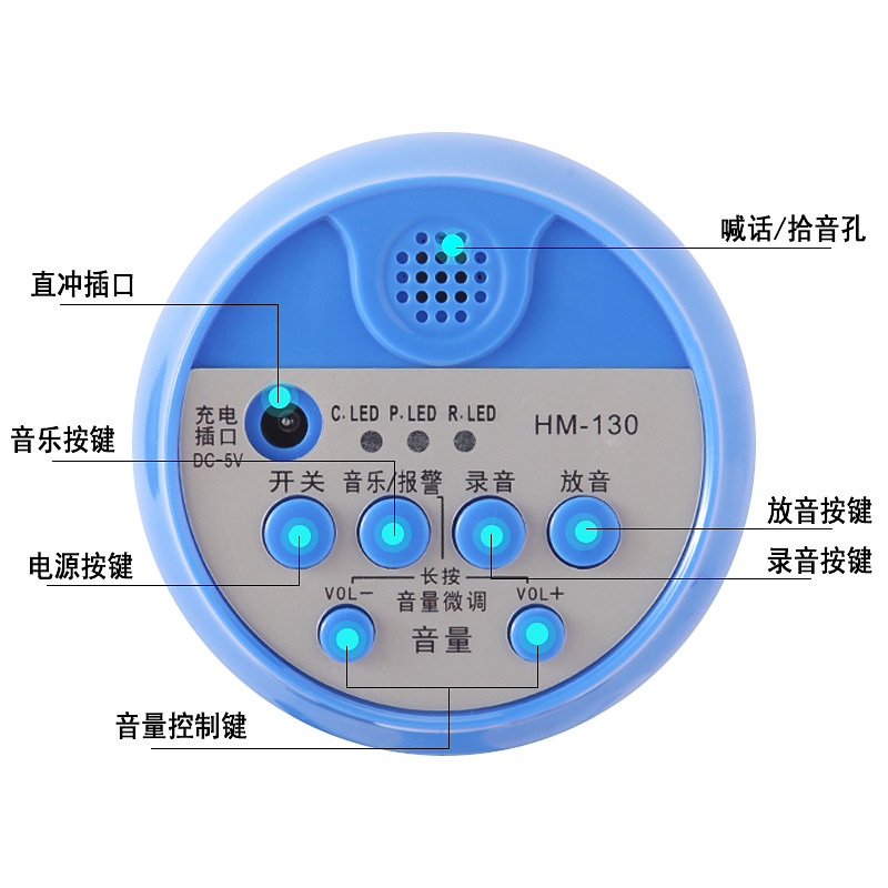 Bluetooth double drill singing music HM-130 round Bluetooth propaganda speaker car loudspeaker floor speaker