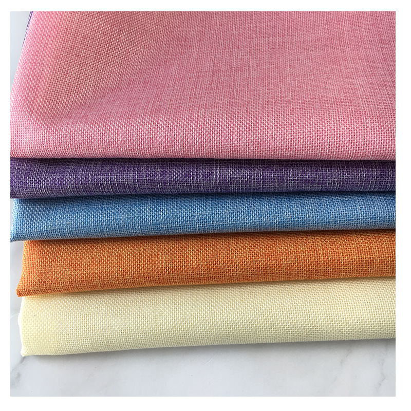Polyester 1200D Imitation Linen Cationic Full Polyester Sofa Cloth Polyester Linen Cushion Pillow Fabric Imitation Linen Plain Color