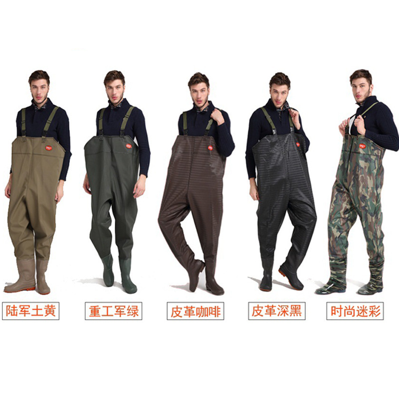 Factory Wholesale Waders Half-Length One-Piece Leather Fork Fishing Suit Fishing Suit Wading Pants Breathable One-Piece Drop Shipping a