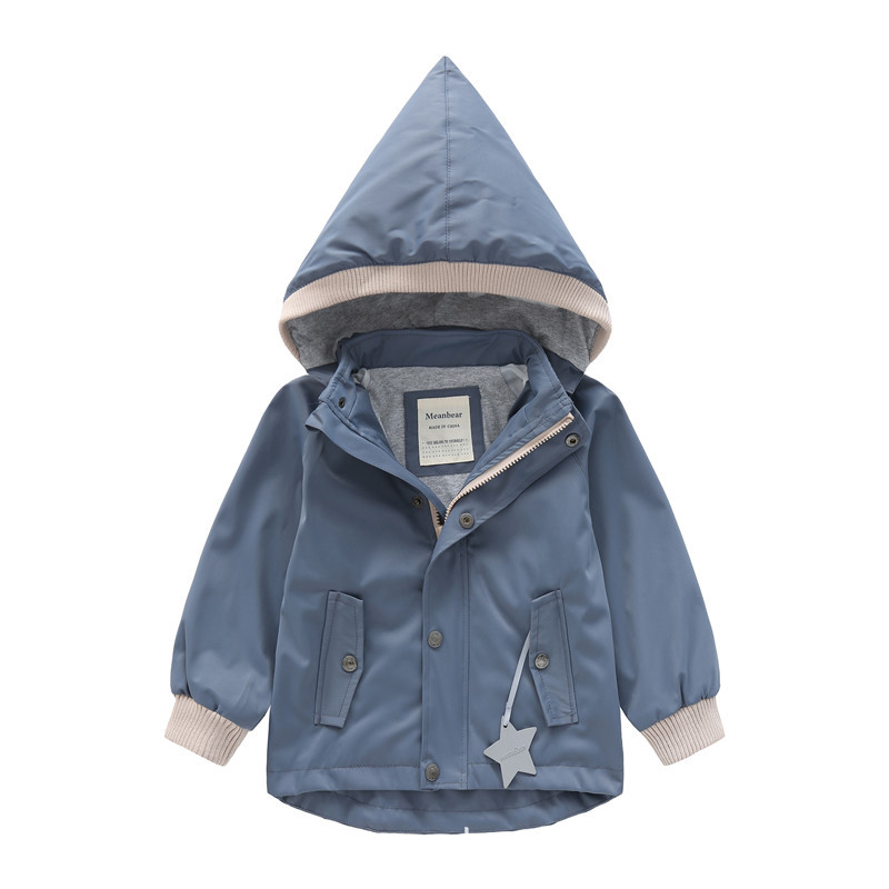 Meanbear boys' and girls' windbreaker children's jacket windproof and rainproof coat hat detachable cute western style