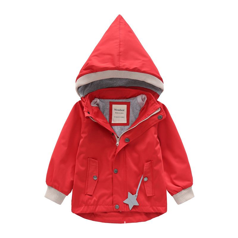 Meanbear boys' and girls' windbreaker children's jacket windproof and rainproof coat hat detachable cute western style