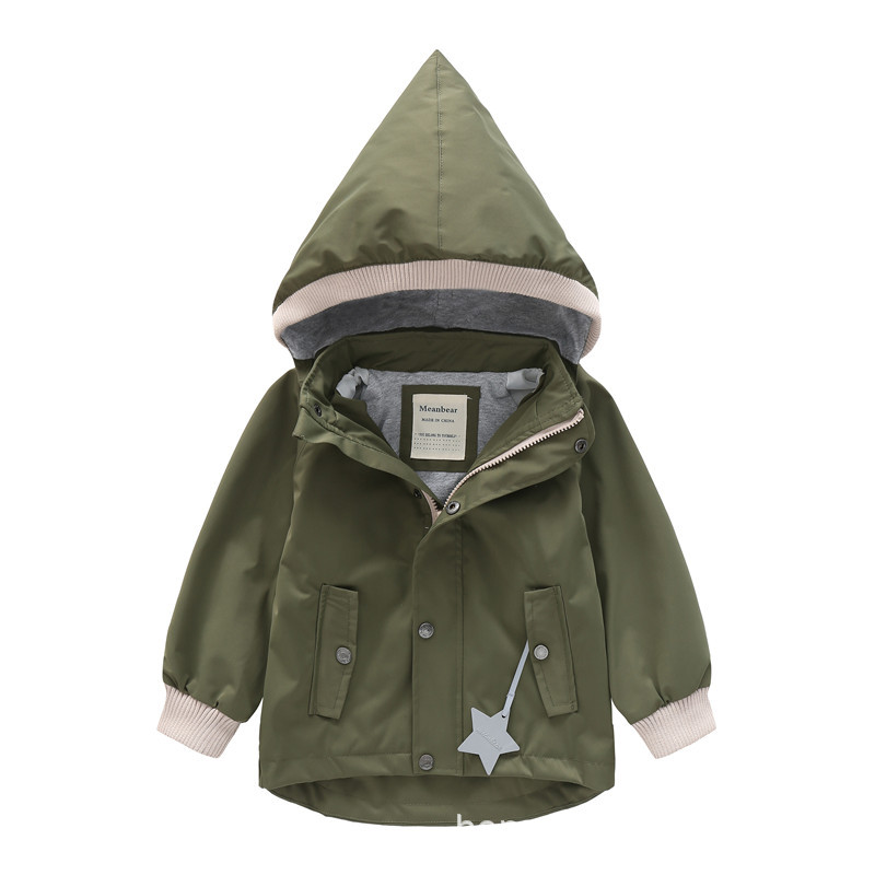 Meanbear boys' and girls' windbreaker children's jacket windproof and rainproof coat hat detachable cute western style
