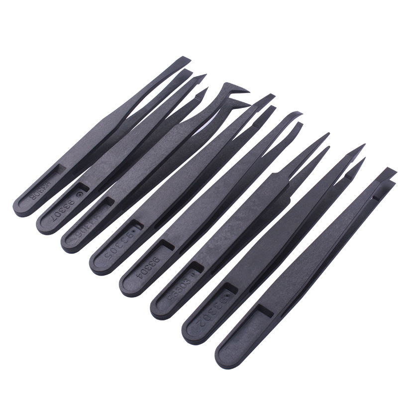 Anti-static Plastic Tweezers Hard Carbon Fiber Synthetic Tweezers Pointed Tweezers Fiber Tweezers Industrial Tweezers Clip