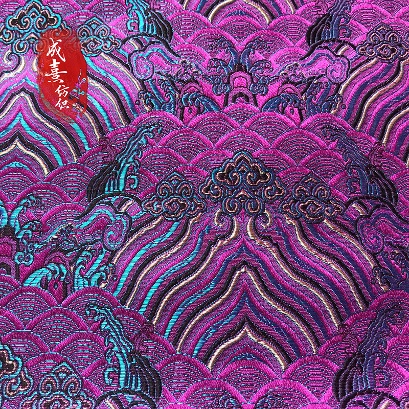 1.5 m Imitation Sanwu River Cliff Pattern Waterspray Brocade Fabric Sachet Pillow Cushion Silk Cheongsam Fabric