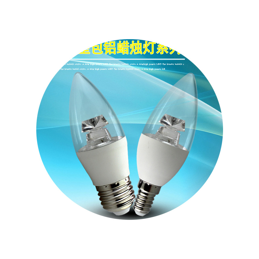 led candle light c37 candle bulb led plastic aluminum tip bubble e14e27 screw light guide column tip bubble
