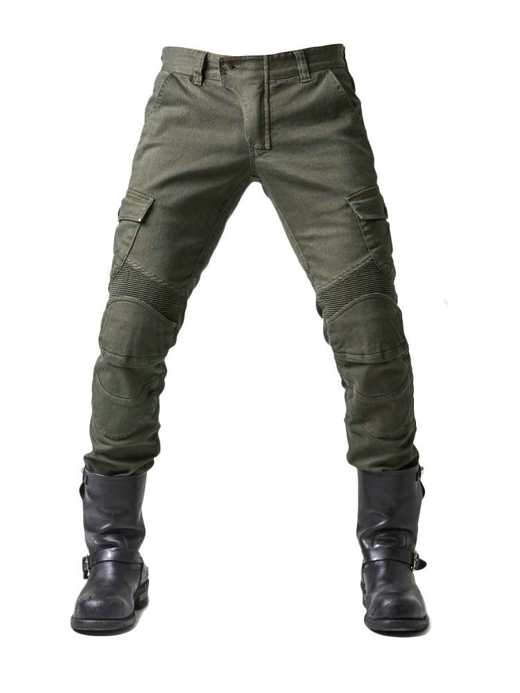 Genuine Cycling Pants Men's Summer Motorcycle Motorcycle Anti-fall Knight Equipment Four Seasons Elastic Cowboy Army Green Racing Pants