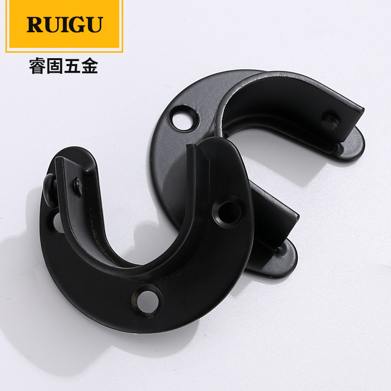 Thickened stainless steel clothes tube holder clothes rail black wardrobe clothes holder steel round tube opening flange seat 32 25mm