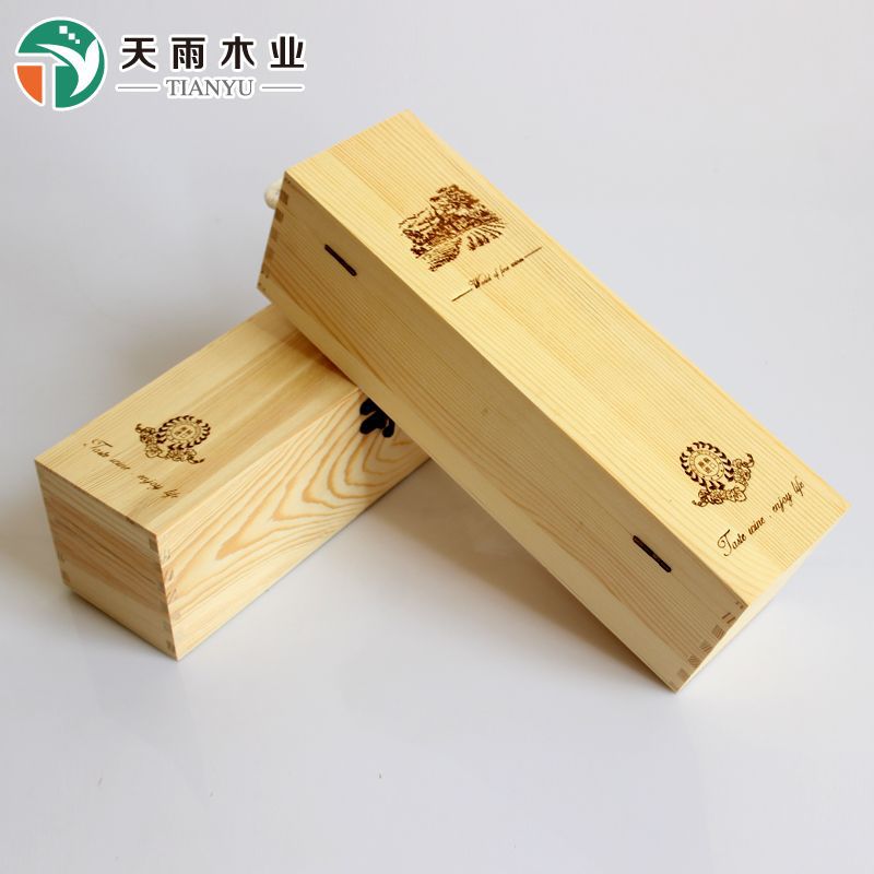 Special Offer Wine Box Red Wine Wooden Box Single Branded Pine Gift Box Red Wine Box Packaging Storage Wooden Box Universal