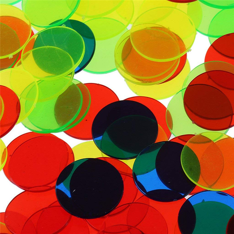 15mm plastic chips transparent color chips game coins bingo game accessories teaching plastic coins