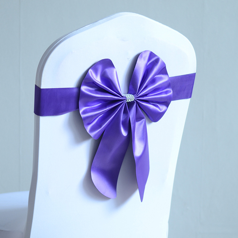 Hotel wedding banquet wedding fashion stretch tie-free chair back flower decoration bow ribbon stool jewelry cross-border