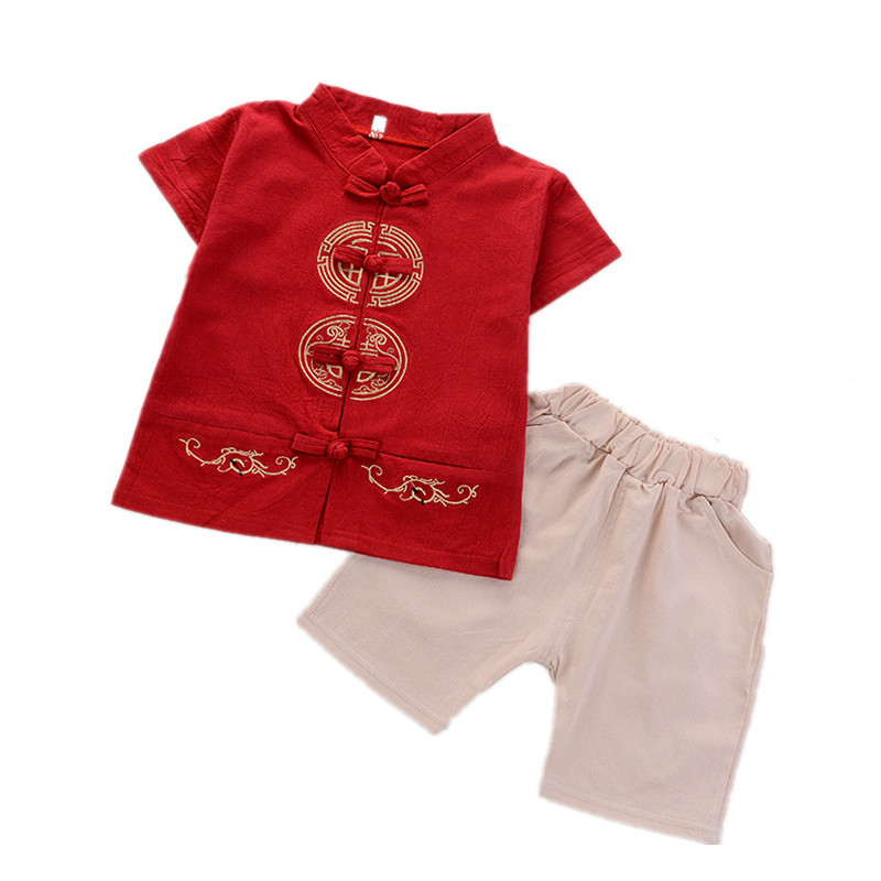 Cross-border children's clothing Chinese clothing children's retro improved Tang suit summer boys and girls cotton and linen suit Chinese style baby Tang suit