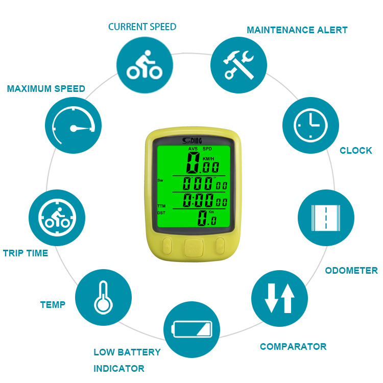 SD-563 multi-function sundingt code meter luminous stopwatch sports timer bicycle odometer Chinese and English