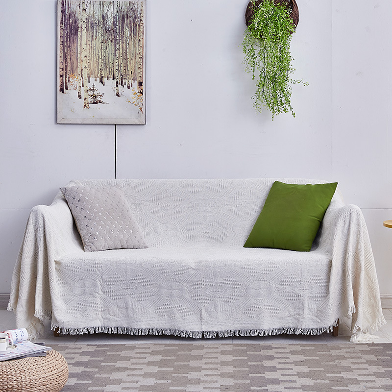 Cross-border Sofa Towel White Sofa Cushion Sofa Cover Back Towel Line Blanket Sofa Cover Fabric Sofa Blanket