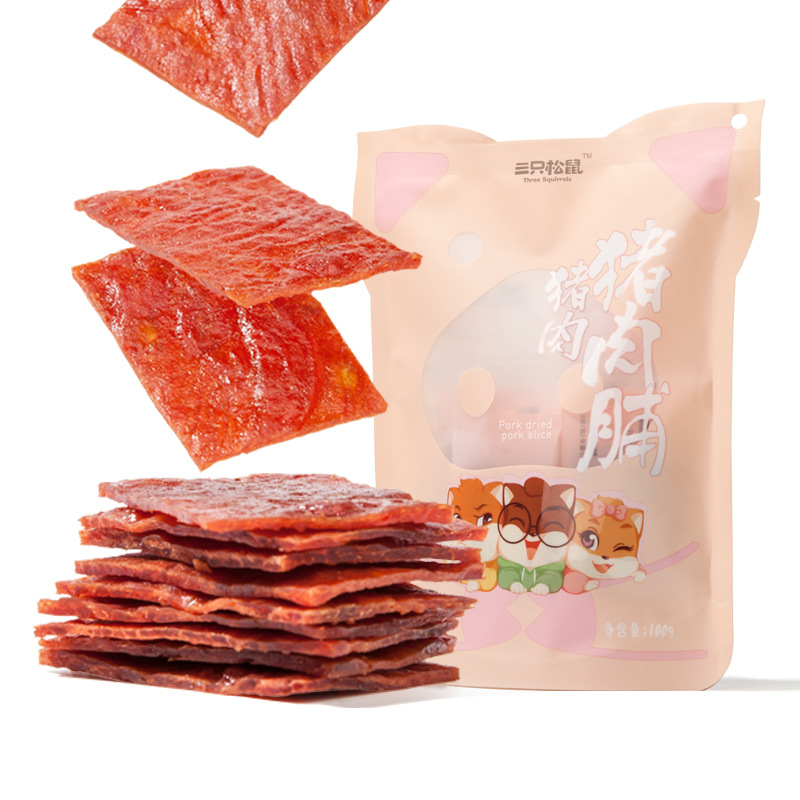 [Three squirrel pork jerky 100g] casual snack Jingjiang flavor specialty pork jerky