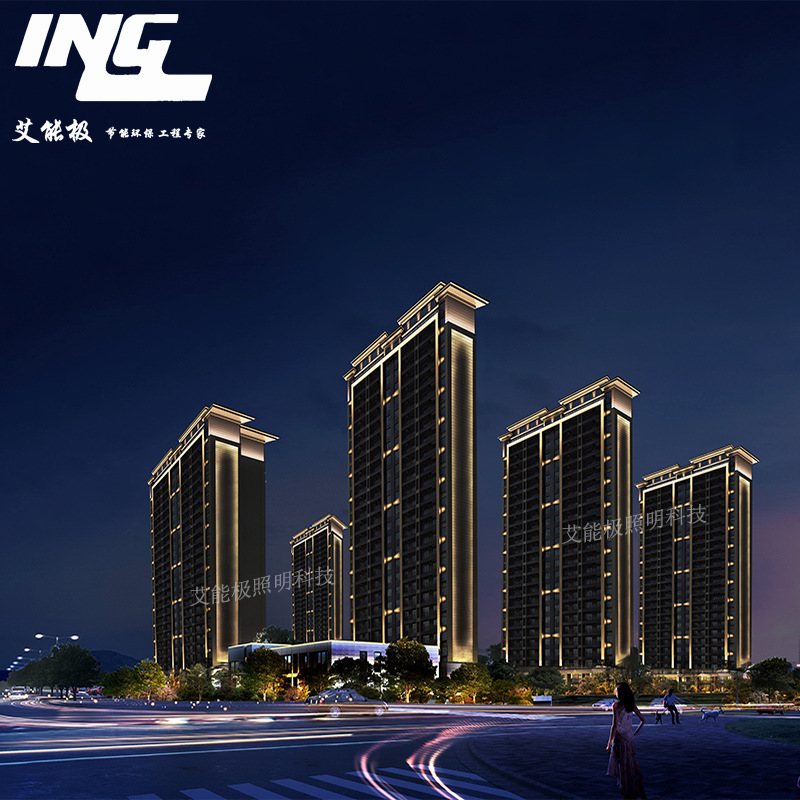 LED night scene effect drawing lighting design animation design production lighting project construction scheme