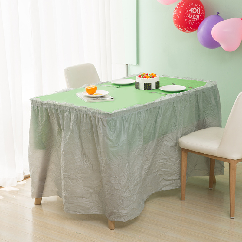 Disposable Peva Table Skirt Dessert Table Baby Birthday First Birthday Decoration Long Table Skirt Tablecloth Baby Party Decoration