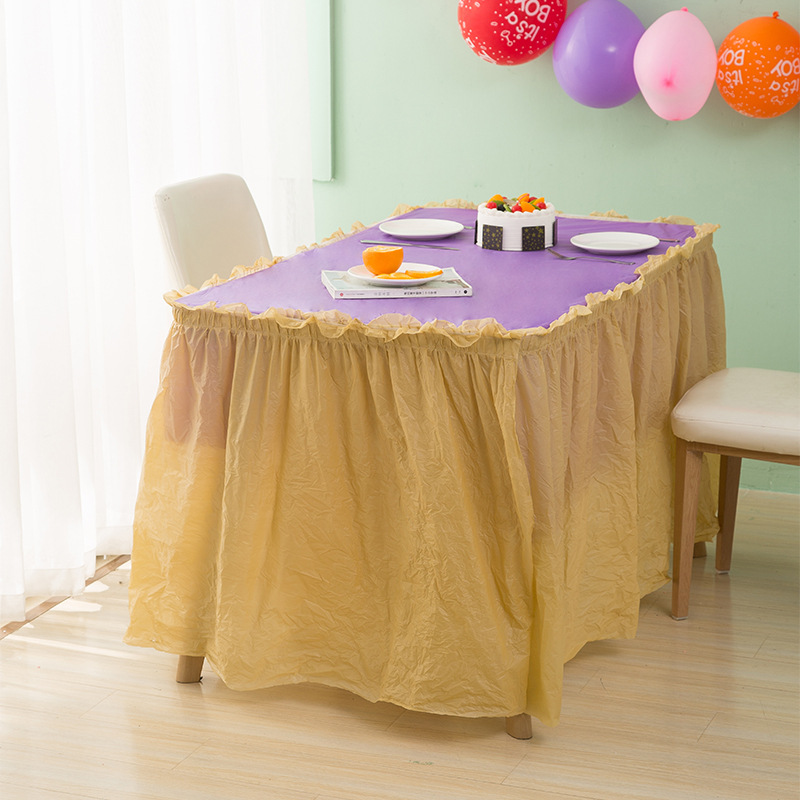 Disposable Peva Table Skirt Dessert Table Baby Birthday First Birthday Decoration Long Table Skirt Tablecloth Baby Party Decoration
