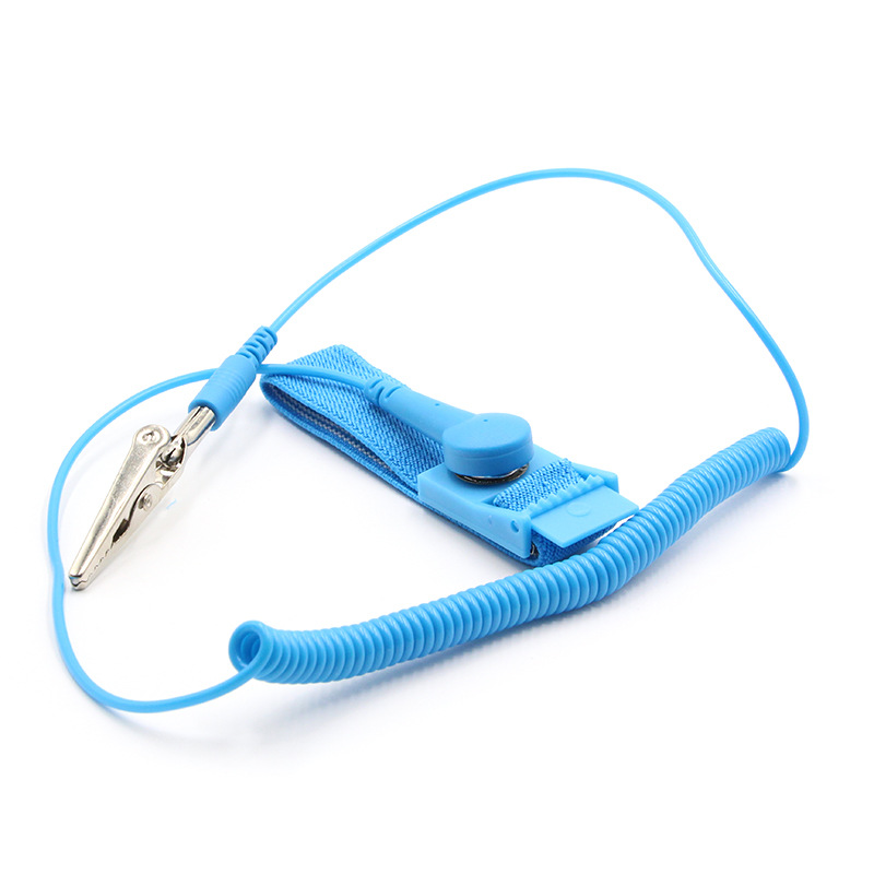 Yanhao Manufacturer Wholesale Anti-Static Wrist Strap Pvc Corded Wrist Strap Blue 1.8m Electrostatic Bracelet