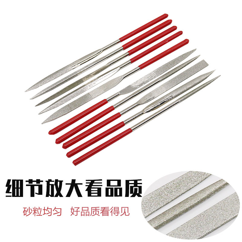 Electroplated diamond file flat/Square/triangular/Diamond round file 3/4/5mm titanium plated Emery assorted file