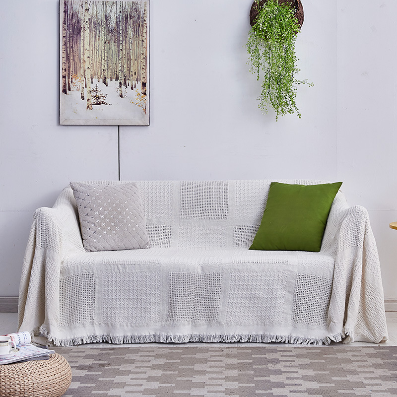 Cross-border Sofa Towel White Sofa Cushion Sofa Cover Back Towel Line Blanket Sofa Cover Fabric Sofa Blanket