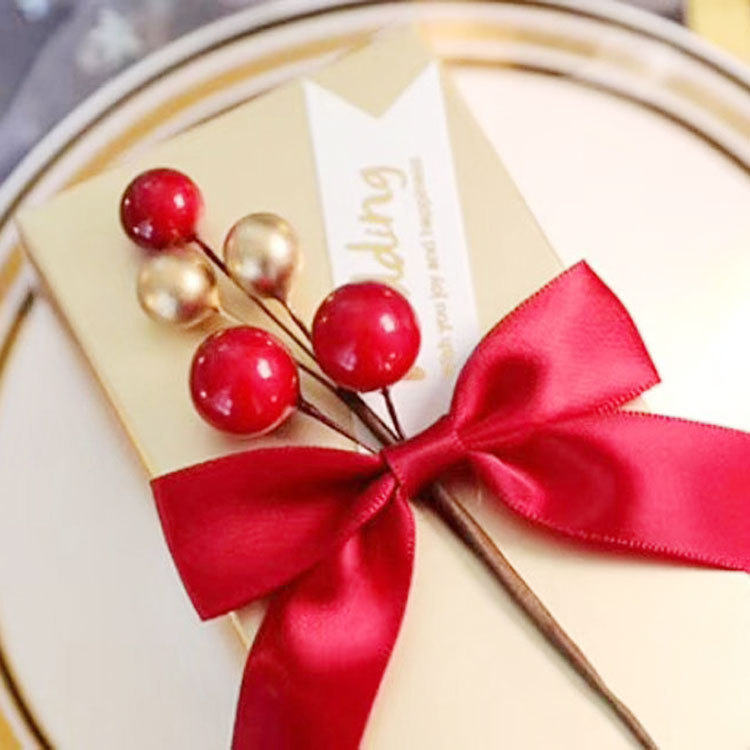 DIY handmade material simulation Golden Red Berries bouquet wedding candy box Christmas wreath decoration packaging material