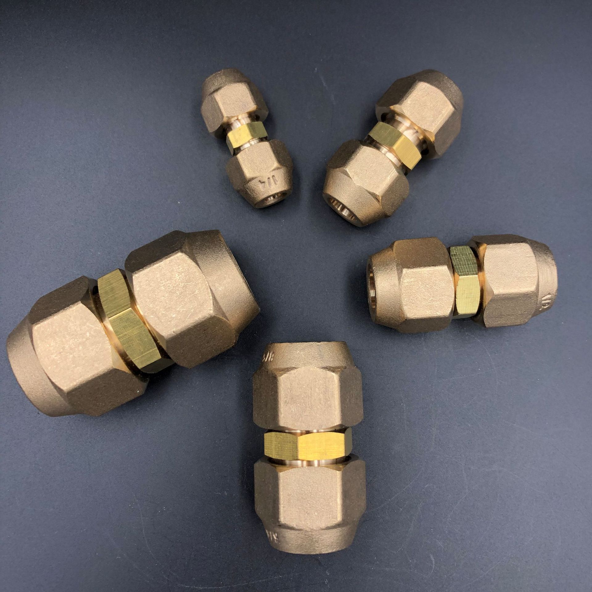 Supply brass butt joint double air conditioner copper pipe Nazi Butt Head with nut nut extended refrigeration fittings