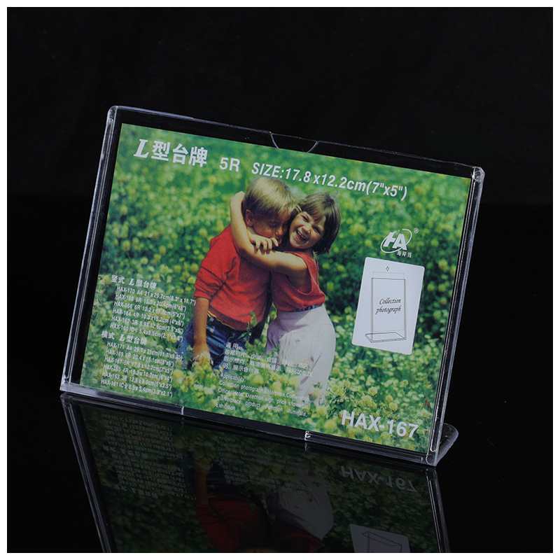 Acrylic transparent L-type plexiglass desk Sign Card desk card vertical desktop display card advertising display stand