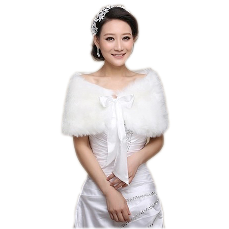 Bride's Shawl Wedding Women's Autumn and Winter Plush Cape Bow Ware Wedding Dress Cloak Cheongsam Ribbon Shawl