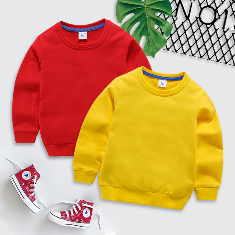 Детская одежда весенне-осеннего стиля однотонный свитшот 2026 для малышей из хлопка с длинным рукавом для мальчиков и девочек оптом