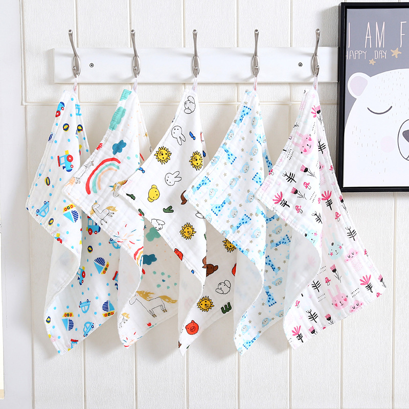 Тканевое полотенце Tiantian из чистого хлопка 6-слойное с принтом для детей, плиссированное, абсорбирующее, высокоплотное