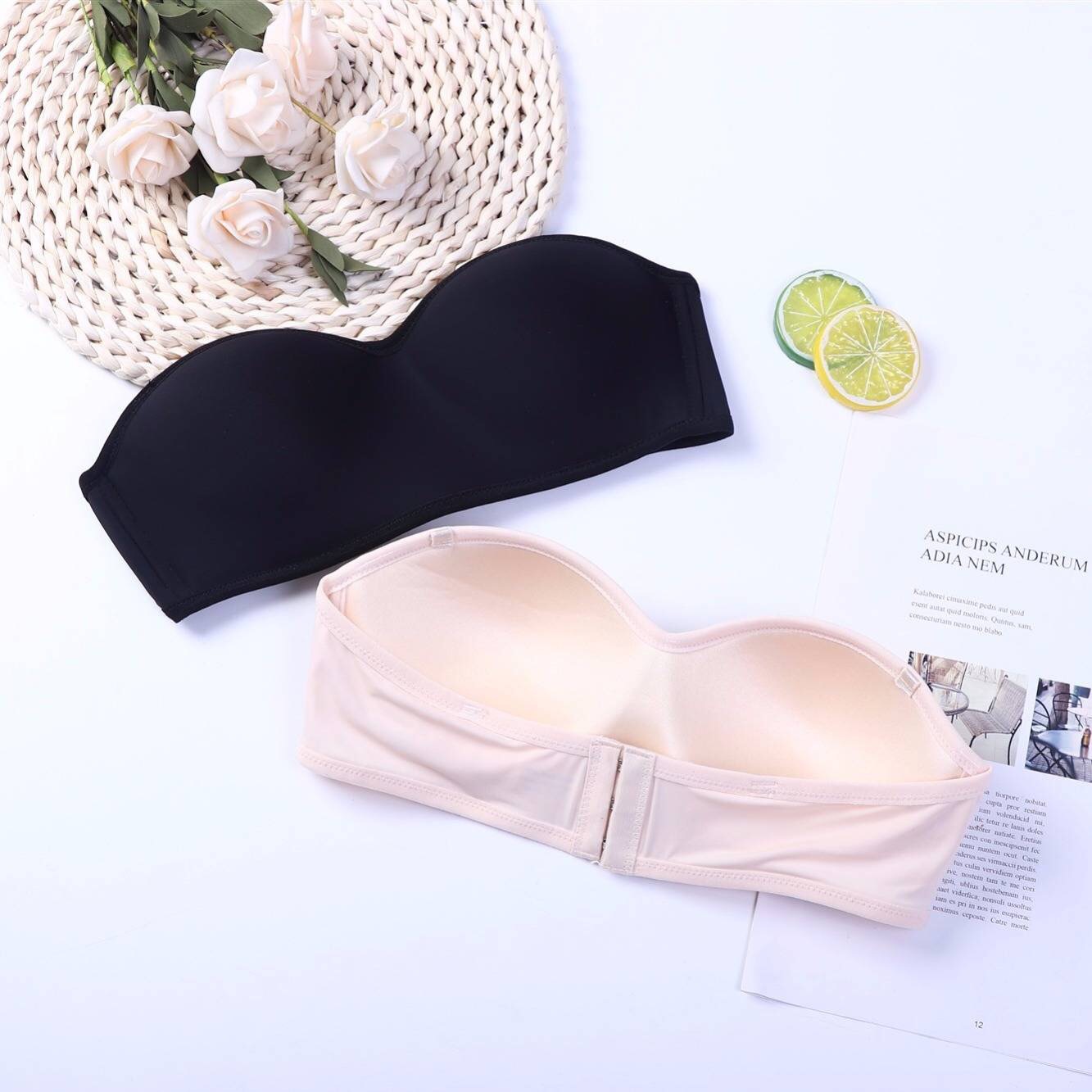 Japanese and Korean Style Sexy Simple Girls Underwear 3D Invisible Underwear Rimless Strapless Strapless Push-up Bra