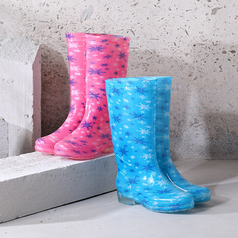 Hot sale adult non-slip waterproof wear-resistant fashion high barrel rain boots plus velvet cotton water shoes PVC rain boots ladies