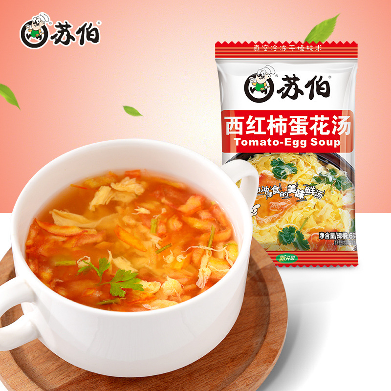Subo Egg Flower Soup 6g Tomato Egg Flower Soup 100 Servings Freeze-dried Ready-to-eat Convenient Vegetable Fast Food