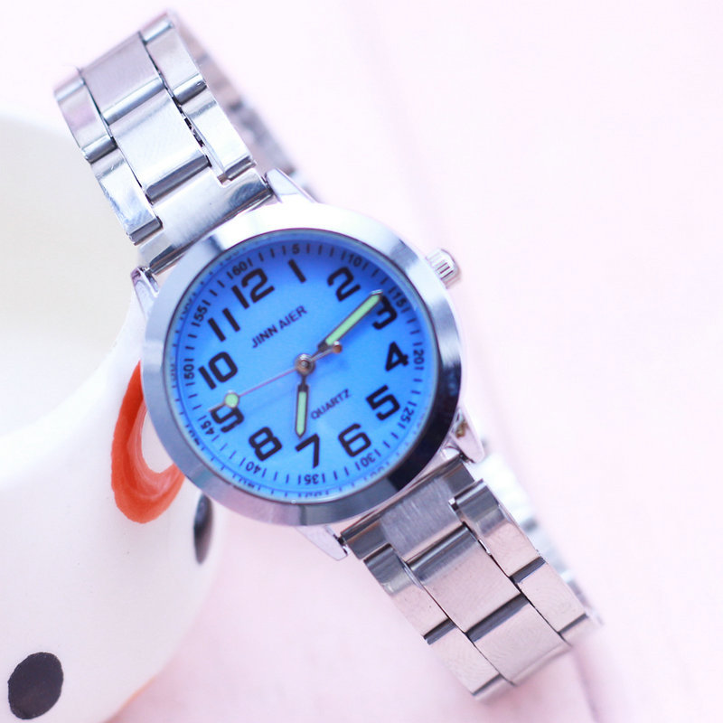 Cross-Border Children's Watch Girls Boys Primary and Secondary School Students Digital Pointer Steel Band Electronic Quartz Watch