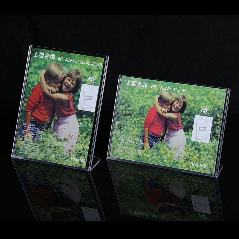 Acrylic transparent L-type plexiglass desk Sign Card desk card vertical desktop display card advertising display stand