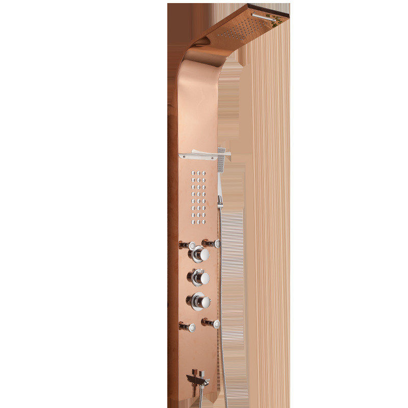 Hengjie Accessible Luxury Rectangular Shower Screen Wall-Mounted Booster Spray Gun Intelligent Constant Temperature Shower Set 304 Stainless Steel