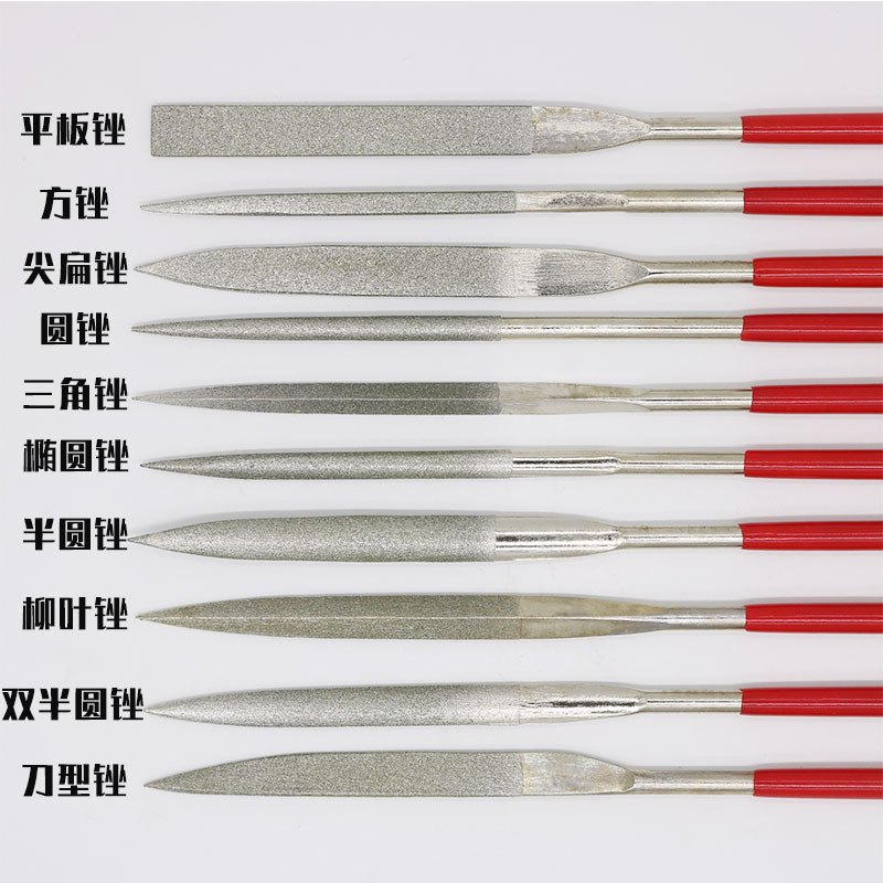 Electroplated diamond file flat/Square/triangular/Diamond round file 3/4/5mm titanium plated Emery assorted file